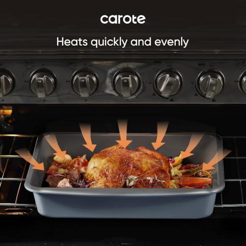 CAROTE 7-Piece Baking Pans Set, Nonstick Bakeware Sets, Gray & Blue