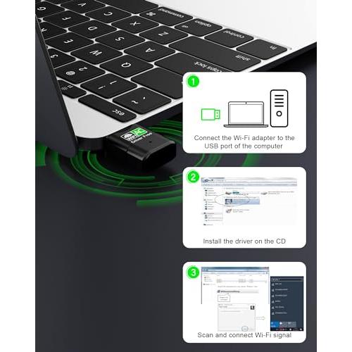 USB WiFi Adapter for Desktop PC, RENGOGA 600Mbps Dual Band 2.4G 5.8G Wireless WiFi Adapter for Laptop, Wireless Network Support Windows 11/10/8/7/Xp, USB Dongle for PC