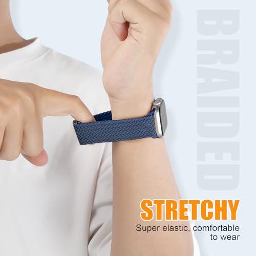 Magnetic Braided Stretchy Loop - Compatible with Apple Watch Band 42mm 46mm 40mm 41mm 44mm 45mm 38mm Ultra 3/2 49mm Women Men,Elastic Woven Fabric Nylon Strap for iWatch 11 10 9 8 7 6 5 4 3 SE Ultra