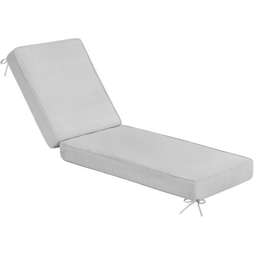 Sundale Outdoor Olefin Chaise Lounge Cushion, Water-Resistant Patio Lounge Chair Cushion, Thick Lounger Pad with 4 Straps Light Gray, 72 x 21 x 4 Inches