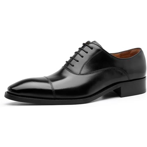 DESAI Men’s Dress Shoes with Genuine Leather in Classic Formal Oxford Leather Shoes for Men 9.5