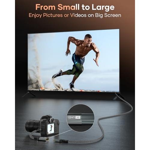 Mini HDMI to HDMI Adapter, 4K@60Hz 1440P@144Hz Mini HDMI Male to HDMI Female Extender Cable HDR 3D Compatible with Raspberry Pi Zero Camera TV Laptop Portable Monitor HDTV Camcorder