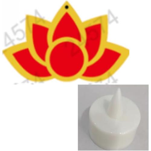 Bucherry 6 Pcs Diwali Lotus Decoration Lotus Flower Candle Holder with Candles Wood Flower Traditional Indian Decor for Diwali Puja Home Outdoor Party Decoration(Red)