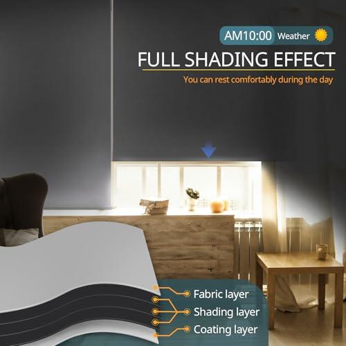 Motorized Blinds No Drill Automatic Blinds for Windows Cordless Roller Shades Electric Blinds with Remote Control Smart Blinds (White, 40.5 x 72)