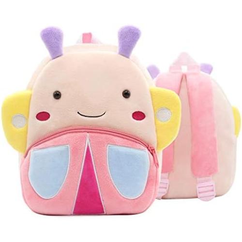 NICE CHOICE Cute Toddler Backpack Toddler Bag Plush Animal Cartoon Mini Travel Bag for Baby Girl Boy 2-6 Years(Colorful Butterfly)