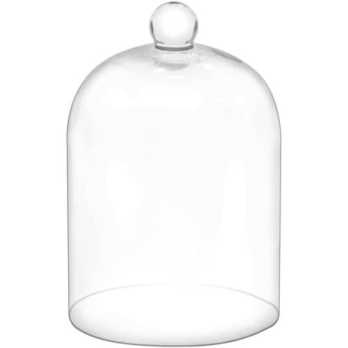 7.5 Tall Handmade Glass Cloche, Thick & Sturdy, Dia 5xH 7.5, For Terrarium, Plants, Trinkets, Cakes, Figurines, LED Light String, Candle. Cloche Glass Dome, Bell Jar Display Case (1, 5.12x7.48)