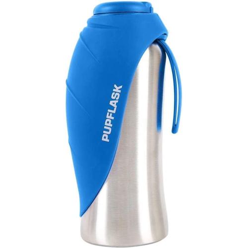 27oz Blue PupFlask Large Dog Water Bottle | 27 or 40 OZ Stainless Steel | Convenient Dog Drink Dispenser | Puppy Travel Water Bowl | Portable Pet Hydration Bottle | Leak Proof | Perfect Size for All Breeds