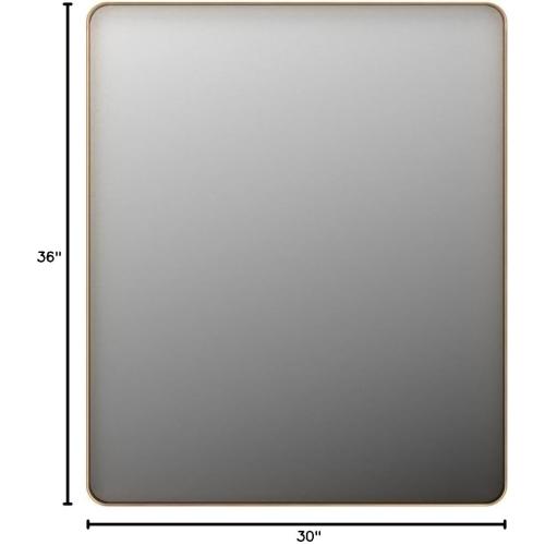 LOAAO 30”X36” Gold Bathroom Mirror, Rounded Rectangle Gold Frame Mirror, Brushed Gold Bathroom Vanity Mirror Wall-Mounted, Anti-Rust, Tempered Glass, Hangs Horizontally or Vertically