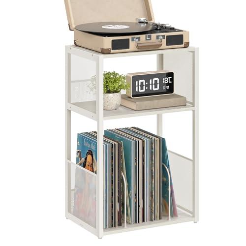 VASAGLE 3-Tier Record Player Stand, Vinyl Record Storage up to 100 Albums