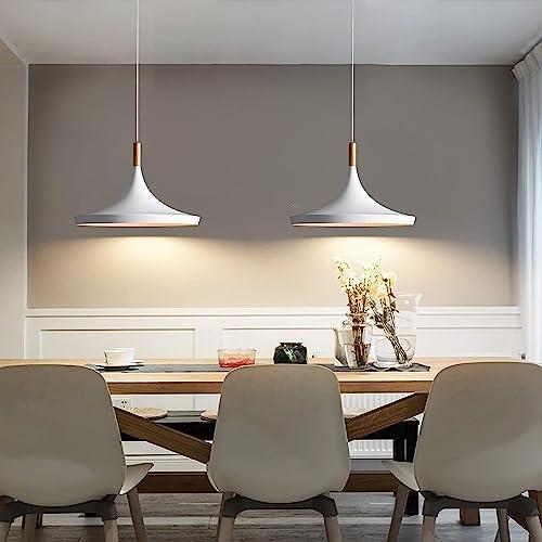 Battery Operated Pendant Light with Remote Control,White Ceiling Pendant Lights Fixtures,Nordic Style Hanging Lamp for Dining Room,Battery Powered Pendant Lighting Fixtures (Whit)
