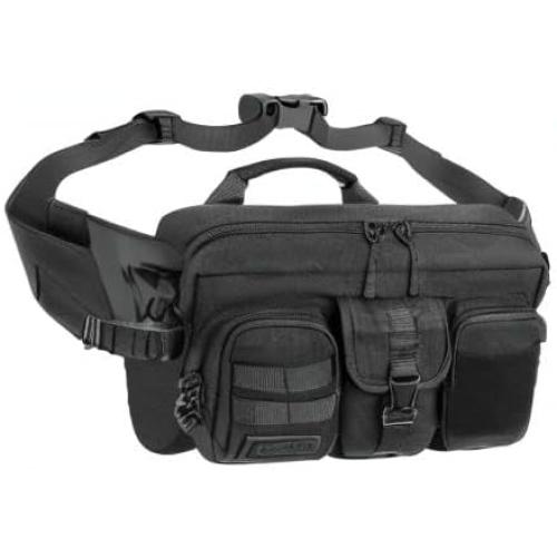 Large Fanny Pack for Men Women, Tactical Waist Pack Belt Bag Fit 7.9 Inch Tablet, Sling CrossBody Bag with Adjustable Strap for Workout Running Hiking (Black)