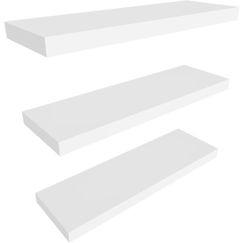 Size 24 inch Color White Colima Floating Shelves for Wall White Wood Wall Shelf for Bedroom, 24 Inch Wall Mounted Floating Shelves for Bathroom Living Room Kitchen Office, 1.3 Thick Floating Book Shelves for Wall, Set of 3