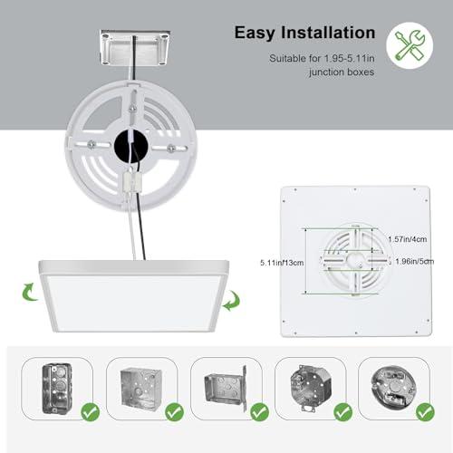 white Goeco 12 Inch Square Flush Mount LED Ceiling Light, 24W 6500K Daylight Cool White, Super Bright Surface Mount Ceiling Light Fixture for Bedroom, Living Room, Kitchen, Bathroom, Laundry Room, Closet