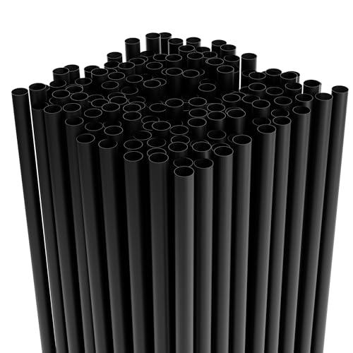 Disposable Plastic Drinking Straws, Straight 7.75-Inch, Black, 500 Count