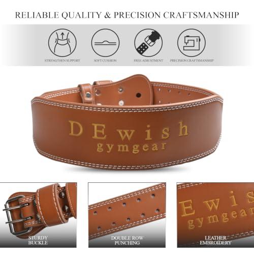 Leather Weightlifting Belt, 10 Adjustable Holes, 4”Width, Double Prong Power Belt for Gym Bodybuilding, weightlifting, powerlifting, squats and deadlifts