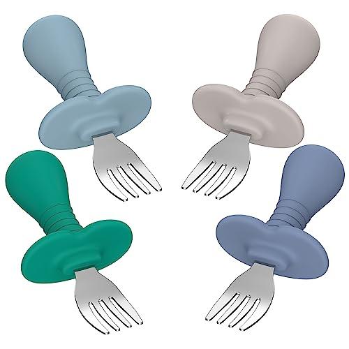 4Pcs Toddler Forks, Stainless Steel Baby Self-Feeding Utensils, BPA-Free