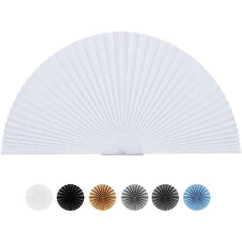 Arch Window Shade Radius 18 inch Half Circle Arched Non-Woven Stick on Cut to Size self Adhesive Light Filtering Half Moon Round Window Covering Pleated Blinds for Front Door