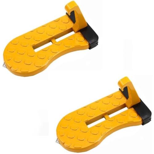 Yellow 2 Pack Car Door Step for Easy Roof Access -Multi-Foldable Aluminum Alloy Car Step Hook for Most Cars, SUVs, Trucks - with Glass Breaker - Roof Rack Accessories - Max Load 400 lbs(Yellow 2 Pack)