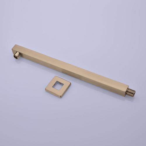TRUSTMI Square Shower Arm with Flange in Champagne Bronze, 16 Inch Wall Mounted Rainfall Shower Head Extension Arm, Stainless Steel, Brushed Bronze Gold