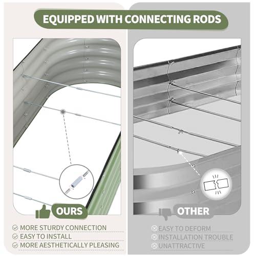 Galvanized Raised Garden Bed Outdoor- 6x2x1.4FT Planter Box, Green | Metal Raised Beds for Gardening, Steel Raised Garden Bed Kit with Safety Edging and Gloves for Vegetables, Flower, Herbs