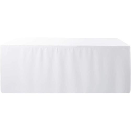 4 Feet (L x W: 48X30) Rectangle Fitted Tablecloth for Wedding Party Banquet,Polyester Cloth Fabric Cover, White