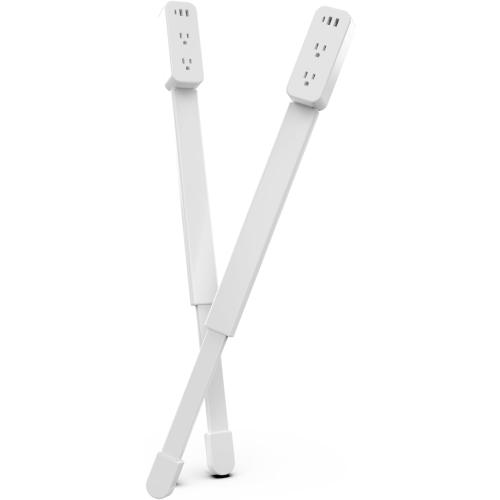 Electrical Outlet Extender Stick 2pack | 180° Swivel | Extends 23-35 in for Hard-to-Reach Places | 2 AC Outlets   3 Ports (USB-C/USB-A) for Bed, Dorm, Office & Sofa