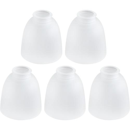 5 Pack White Frosted Glass Shade Replacements, Ceiling Fan Light Covers Glass Globes Lampshades for Chandelier, 4.92High, 4.72Diameter, 1.65 Fitter, Bell Shaped Glass Shades for Vanity