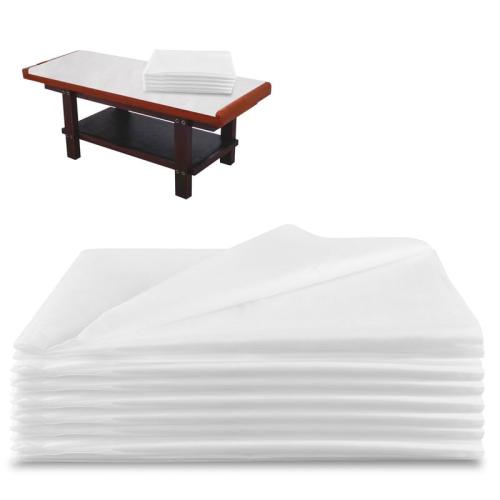 Disposable Massage Table Sheets 100PCS -Massage Bed Cover - Non-Woven Fabric Oil-Waterproof,Comfortable, Thick and Durable, Soft, Latex-free, Disposable Waterproof Sheets 31.5 x 74.9(White)