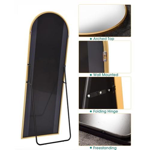 Arched Full Length Mirror - 1858 Floor & Wall Mounted Mirror for Bedroom & Living Room, Gold
