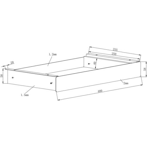 VWINDESK 19 inch Slim Under Desk Pull-Out Storage Office Mounted Sliding Metal Drawer for Standing Desk,Black