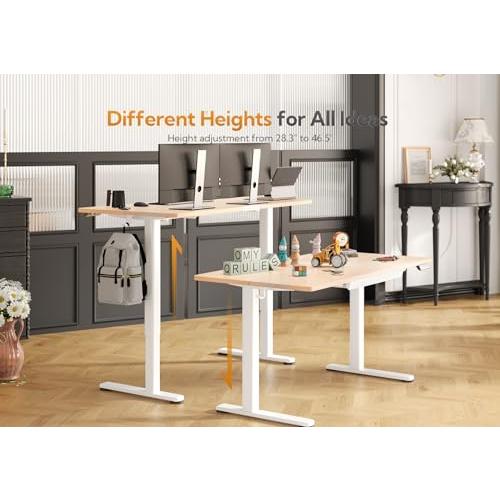 Claiks Standing Desk with Drawers, 48x24 Inch Stand Up Electric Adjustable Height Sit Stand Desk for Computer Workstation, Natural