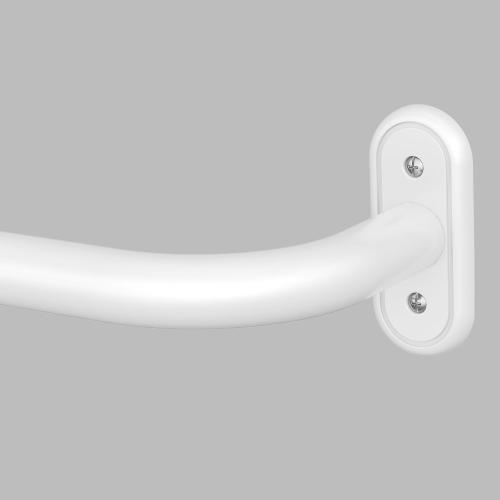 White Curtain Rods for Windows 48 to 84 Inch, Wrap Around Long Heavy Duty Blackout Window Treatment Rods, 1'' Adjustable Curved Drapery Rod for Indoor Outdoor, All Metal, Aluminium Bracket