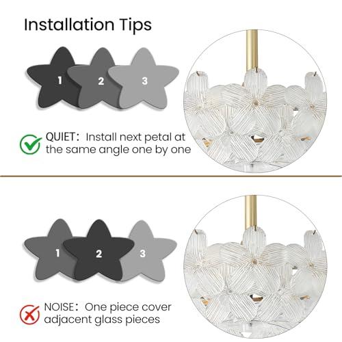 Size 20'' Fandelier Ceiling Fans with Lights, Gold Caged Ceiling Fan with Remote Low Profile, 6 Speed and Petal, Modern Semi Flush Mount Ceiling Fan for Bedroom, Living Room, Nursery