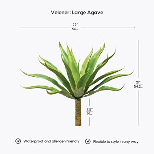 Velener Fake Agave Artificial Plant: Unpotted Fake Agave Plant for Room Decor, UV Resistant Faux Agave Plant for Outdoor/Indoor Decor, 22 inches, Set of 1