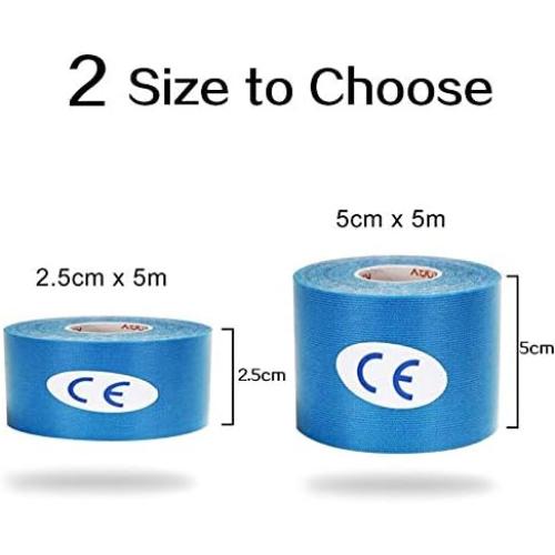 Athletic Tape Breathable Self Adhesive Bandage Wrap, 5cm x 5m/2.5cm x 5m Sports Tape for Wrist, Ankle Sprains, Swelling, Sports Injury & Protection