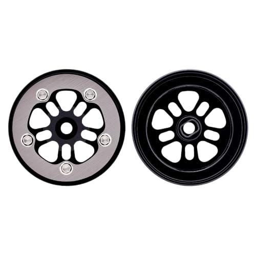 Deep Dish Grade 5 Titanium Wheel Face Aluminum 0.7inch Beadlock Wheels Hubs for 1/30 Axial SCX30 RC Crawler Car Upgrades,Black