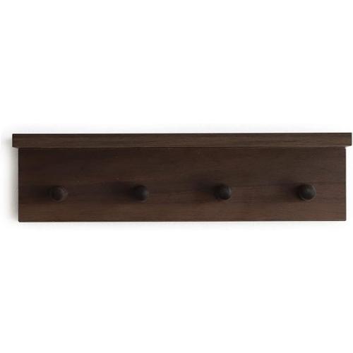 Entrance Coat Rack ，Coat Hooks, Wall-Mounted Wooden Hook Rack, Wall-Mounted Shelves are Very Suitable (Walnut Color Finish—A-1)