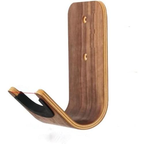Curved Acoustic Electric Guitar Stand Heavy Duty Wood Wall Mounted Ukulele Hook Guitar Hanger Bass Storage(16.5 * 9 * 5.6cm)
