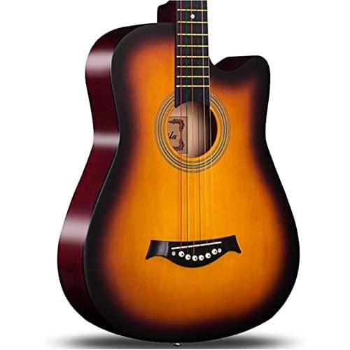 Guitar Acoustic Guitar Bedroom Beginner Family Teaching Fingerstyle Folk Performance 38-inch Portable Solid Wood Beginner Acoustic Guitar Starter Package Student G (Orange Long)