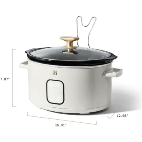 Beautiful Programmable 6-Quart Slow Cooker by Drew Perfect For Healthy Meals (White)