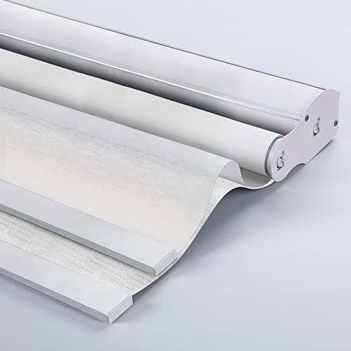 ZSHINE Day and Night Dual Layers Manual Safe Cordless Roller Blinds Shades Cloth Grain and Jacquard Series Suitable for Home, Office, Hotel, Club, Restaurant, Cinema Windows(Jacquard White)