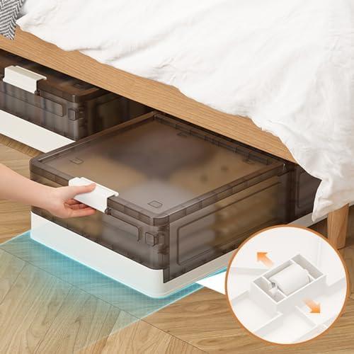 Under Bed Storage Box, Household Flat Drawer Box with Wheels, Clothes Quilt Plastic Organiser Under Bed Storage Box, Storage Box for Blankets, Shoes etc. (2 piece X)