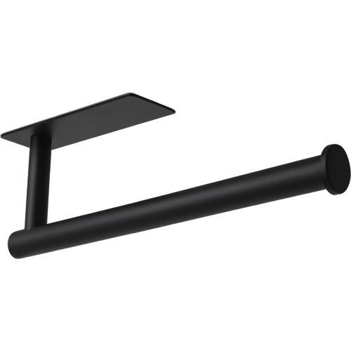 theaoo Paper Towel Holder - Under Cabinet Paper Towel Holder for Kitchen, Adhesive Paper Towel Roll Rack for Bathroom Towel, Wall Mounted Matte Black Paper Towel Rack, SUS304 Stainless Steel