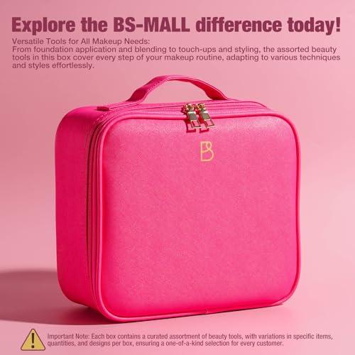 BS-MALL Makeup Brushes & Beauty Tools Assortment Box – Curated Collection of Makeup Brushes, Makeup Bag, Makeup Sponge, Hair Ties & More Professional Beauty Tools for Daily Use & Travel (XL)