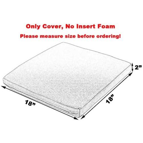 Outdoor Seat Cushion Cover Water Repellent Square Chair Cushion Cover-Only Cover Teal (2 Covers)