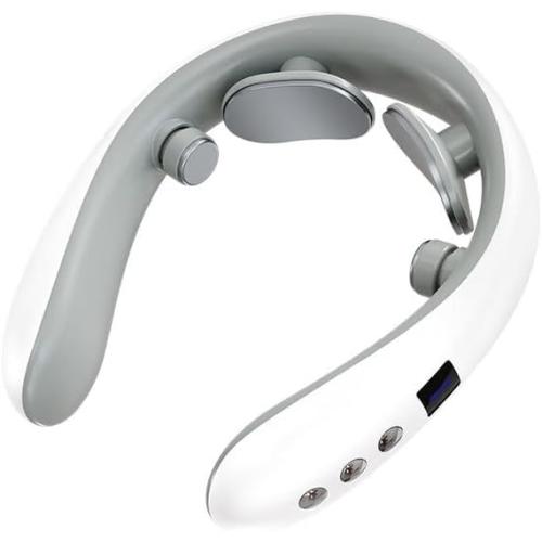 Neck Massager with Heat, Lymphatic Drainage Massager with 10 Modes&16 Levels, Portable Intelligent Neck Massager for Women Men Gifts-a