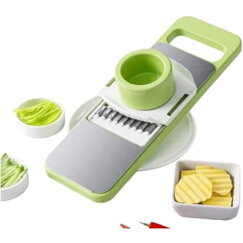 5 in 1 Slicer for Kitchen, Vegetable Slicer Multi Blade Potato Chip, Veggie shredder, Vegetable Cutter,Shredder and peeler For Small Job In Kitchen (Green)