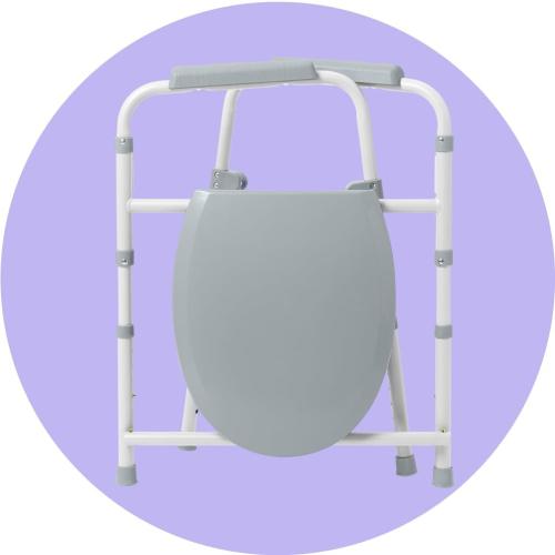 Medline 3-in-1 Elongated Bedside Commode, Portable Toilet, Sturdy, 16 to 22 Seat Height, 16.5 Seat, 7.5 Qt. Bucket, 350-lb. Capacity, Steel ❗MAY HAVE MISSING PIECES❗