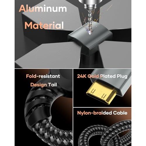 Mini HDMI to HDMI Adapter, 4K@60Hz 1440P@144Hz Mini HDMI Male to HDMI Female Extender Cable HDR 3D Compatible with Raspberry Pi Zero Camera TV Laptop Portable Monitor HDTV Camcorder