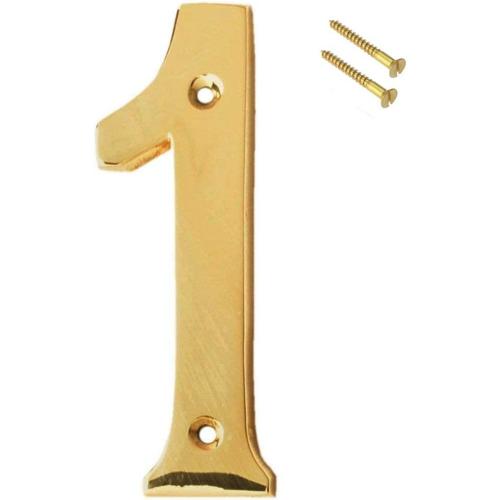 eSplanade 4 Brass House Hotel Door Number Plaque Numeric Numerical Digit 0-9 (1 (One))